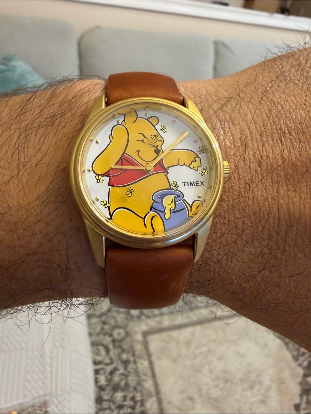 Vtg 90s Disney Timex Winnie The Pooh Rotating Bees Animated Watch 33mm RUNNING